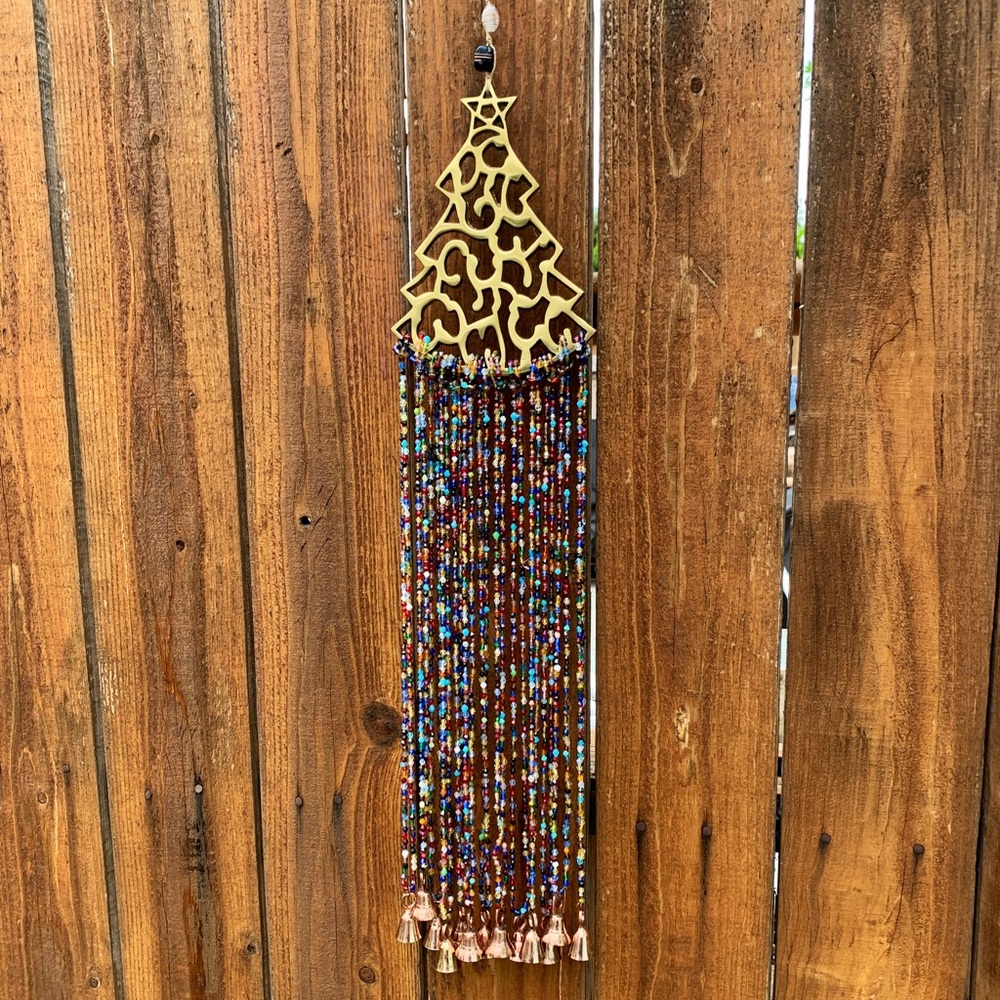 NEW! Multicolored Rainbow Beaded Bohemian Christmas Tree Sun Catcher Mobile